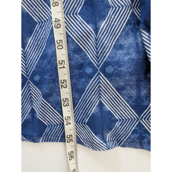 Anthropologie Aila Blue Smocked Ruffle Maxi Dress Navy Blue Ikat Geometric S - Picture 11 of 11